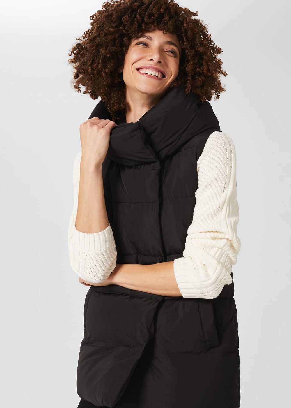 Heather Water Resistant Padded Gilet, Black, hi-res