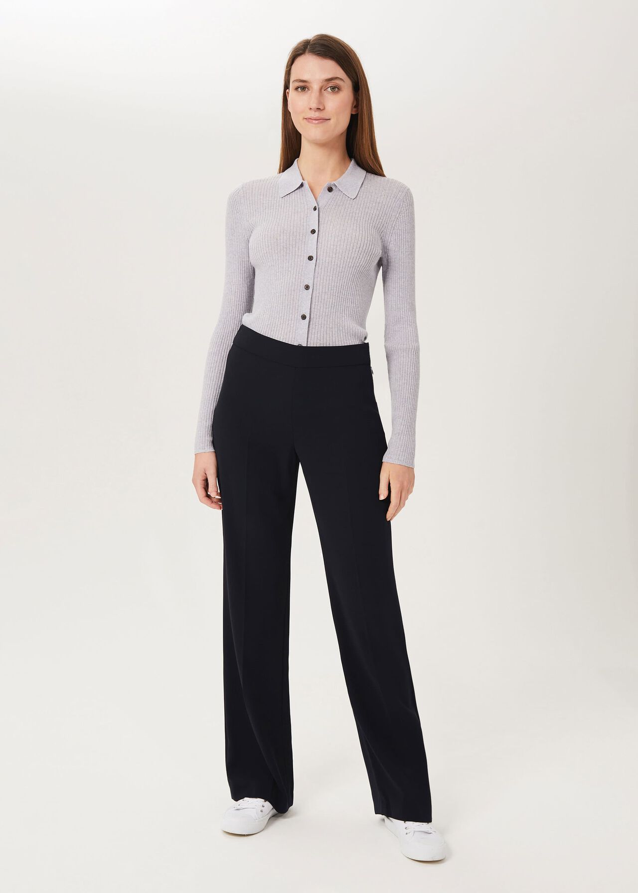 Maya Wide Leg Trousers , Navy, hi-res