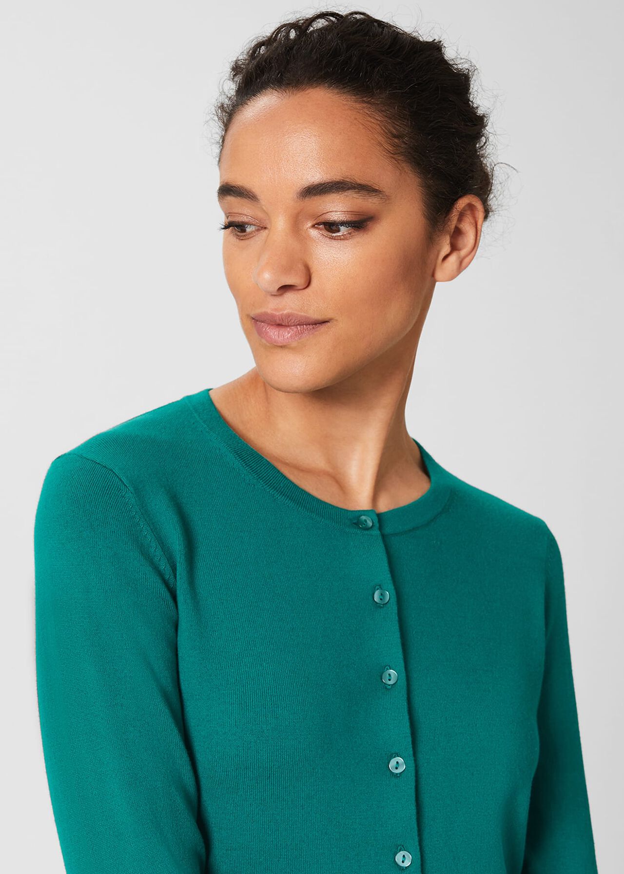 Michelle Cotton Cardigan, Ocean Green, hi-res