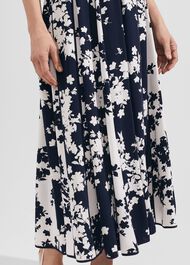 Angelica Floral Pleated Dress, Midnight Ivory, hi-res