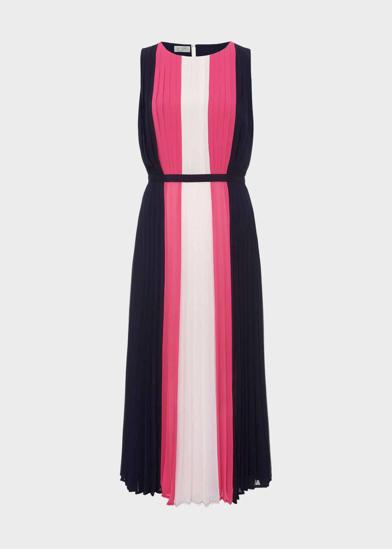 Claudia Pleated Fit And Flare Dress, Navy Pink Multi, hi-res