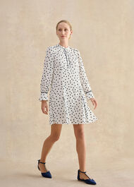 Ruth Polka Dot Dress, Ivory Midnight, hi-res
