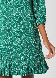 Liana Spot A Line Dress, Green Ivory, hi-res