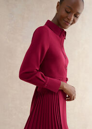 Ginny Shirt Midi Dress, Beetroot Pink, hi-res