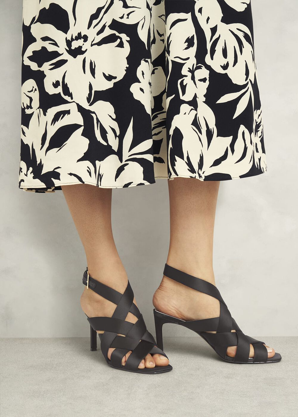 Velma Satin Sandals, Black, hi-res