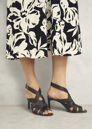Velma Satin Sandals, Black, hi-res