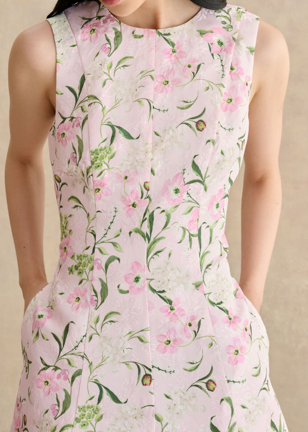 Lana Floral Jacquard Dress, Pale Pink Multi, hi-res
