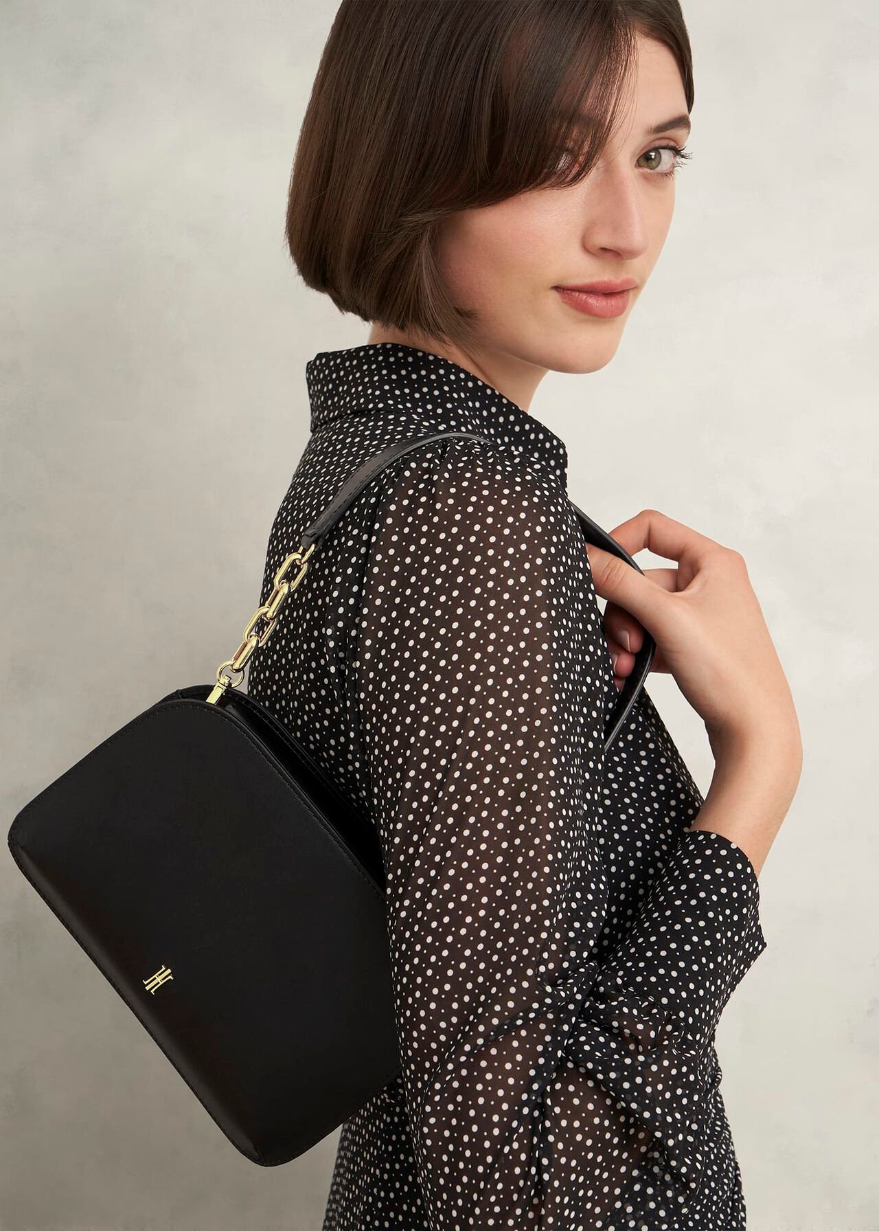Milan Satin Clutch Bag, Black, hi-res