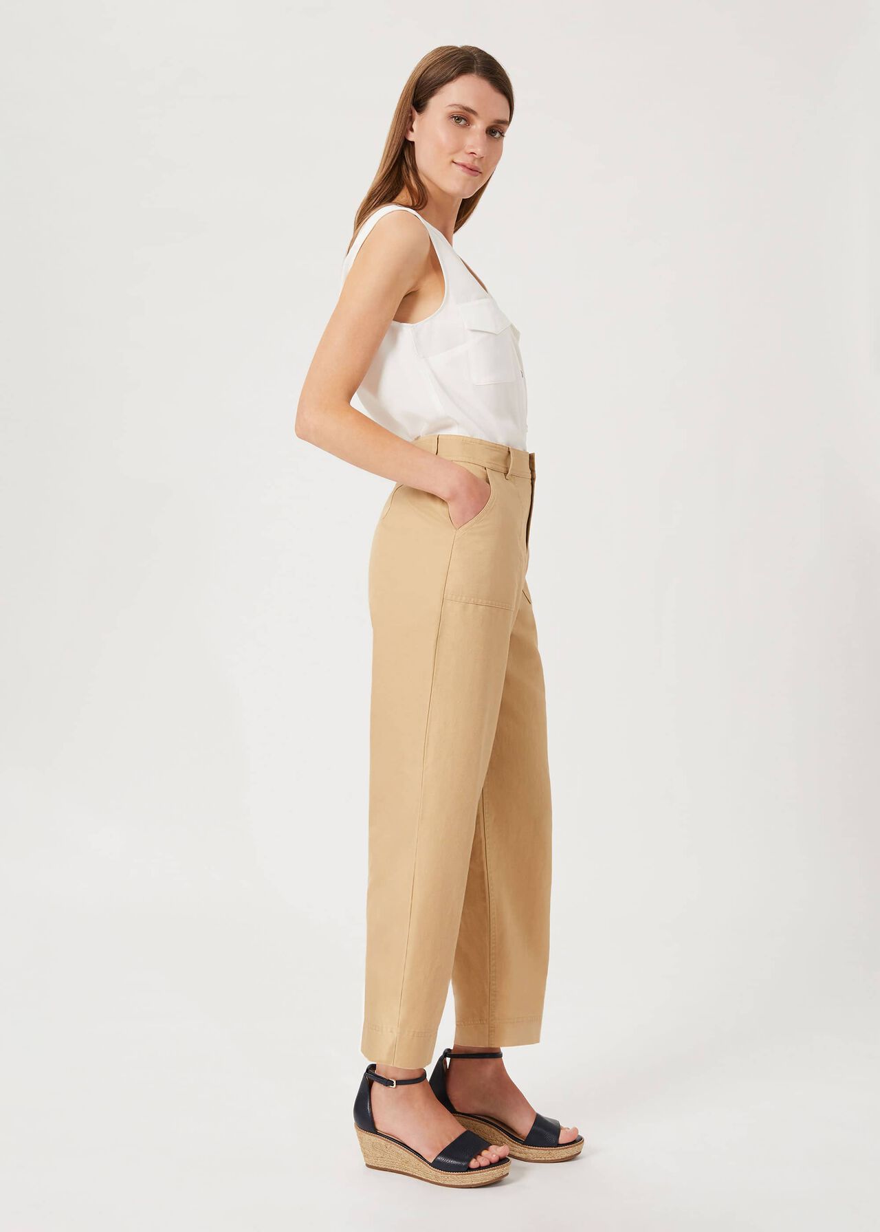 Luzia Wide Leg trousers With Linen, Neutral, hi-res