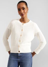 Florentina Cotton Cardigan, Ivory, hi-res