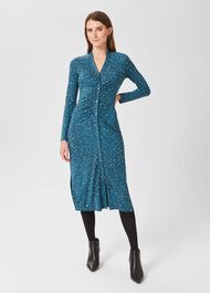 Hatty Jersey Dress, Dk Blue Ivory, hi-res