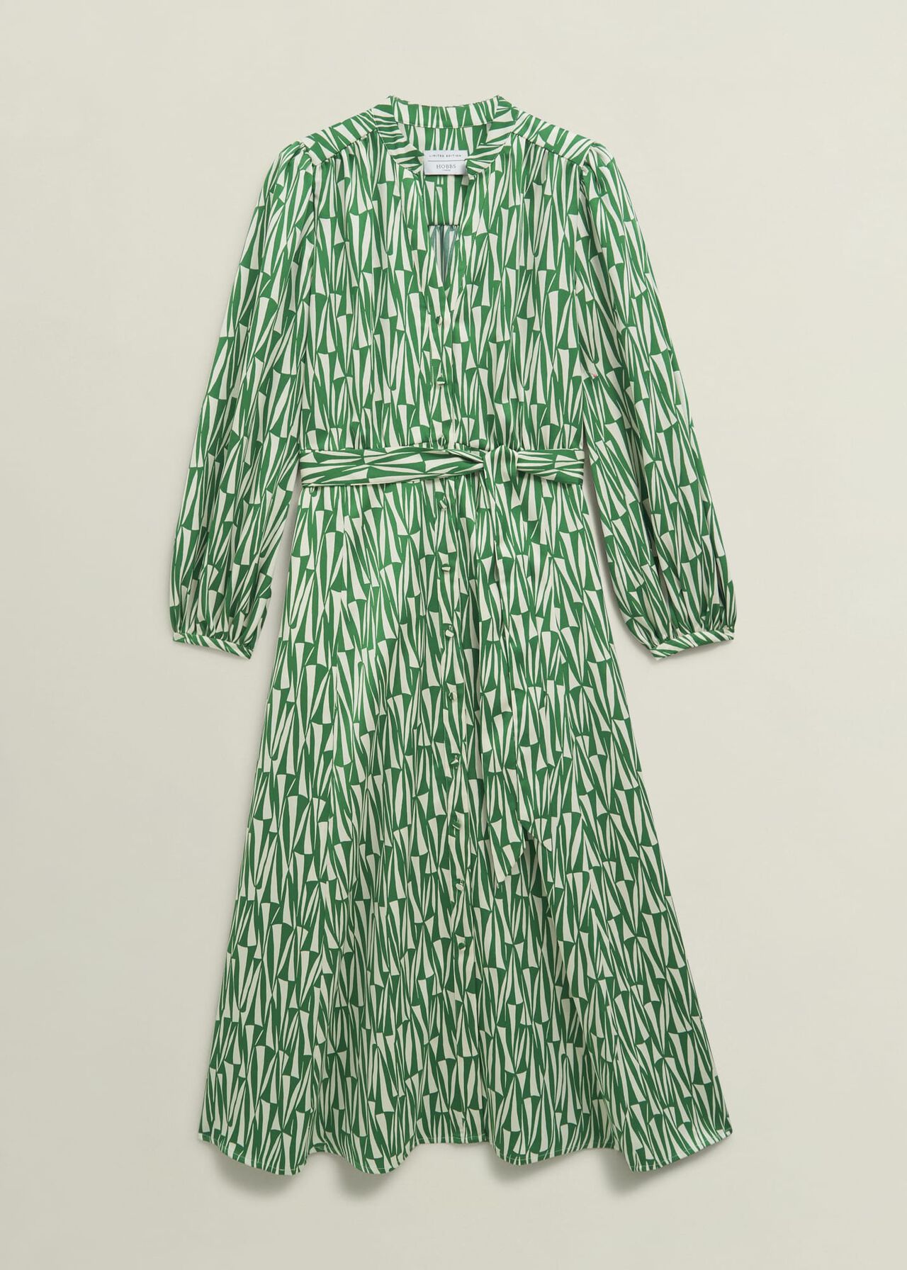 Deanery Midi Shirt Dress, Green Cream, hi-res