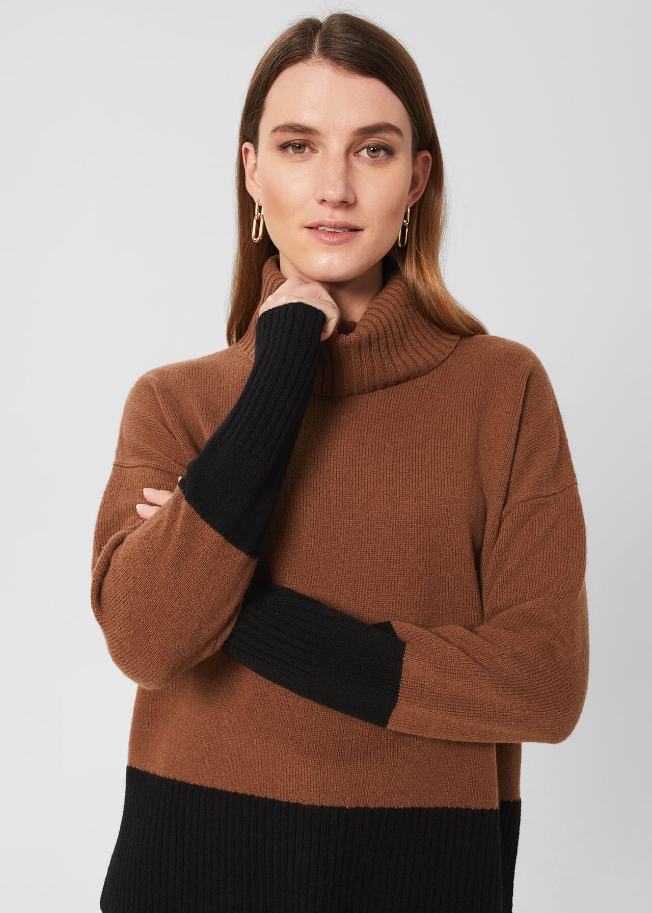 Melodie Merino Wool Sweater, Toffee Black, hi-res