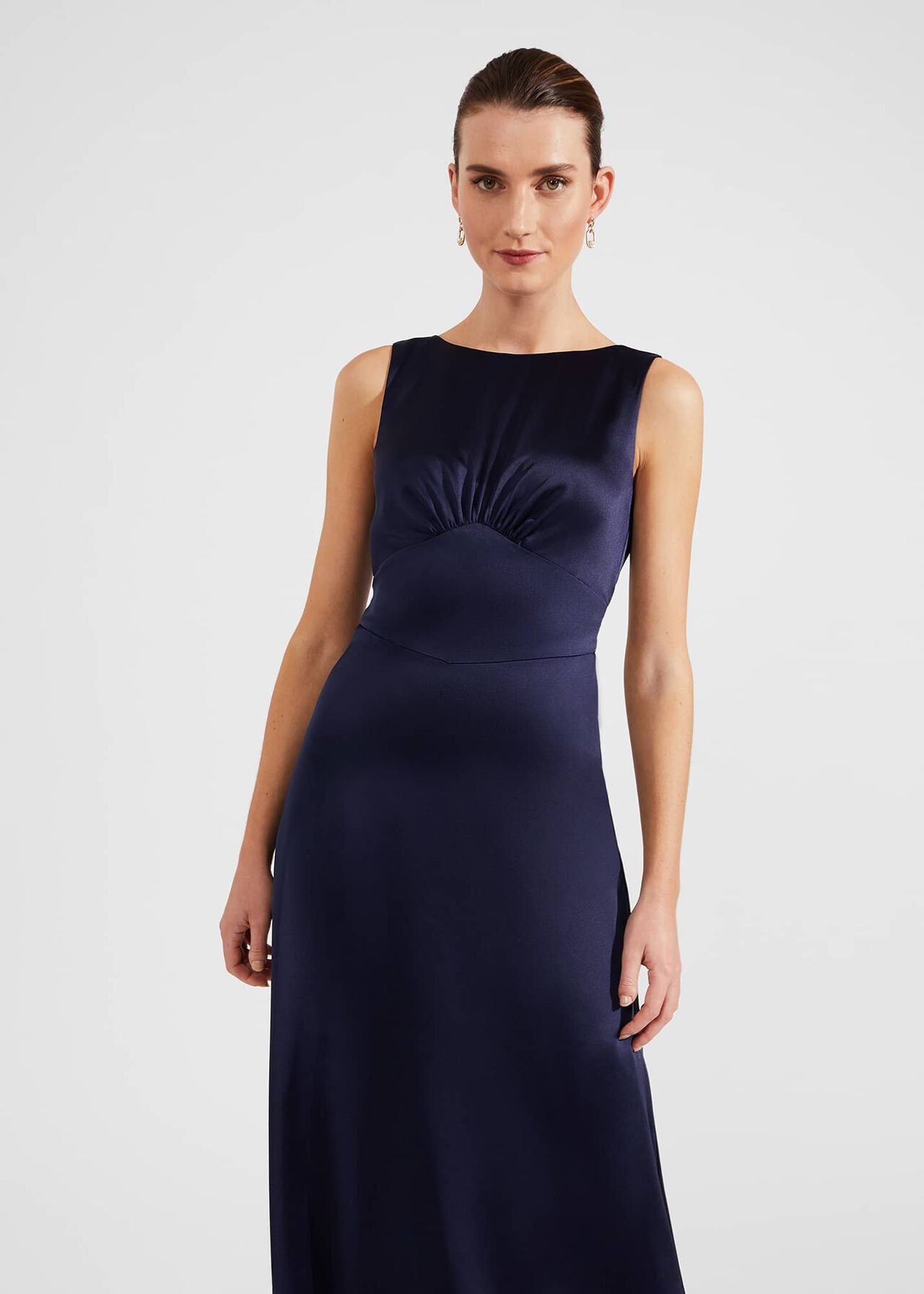 Jemma Satin Maxi Dress, Midnight Navy, hi-res