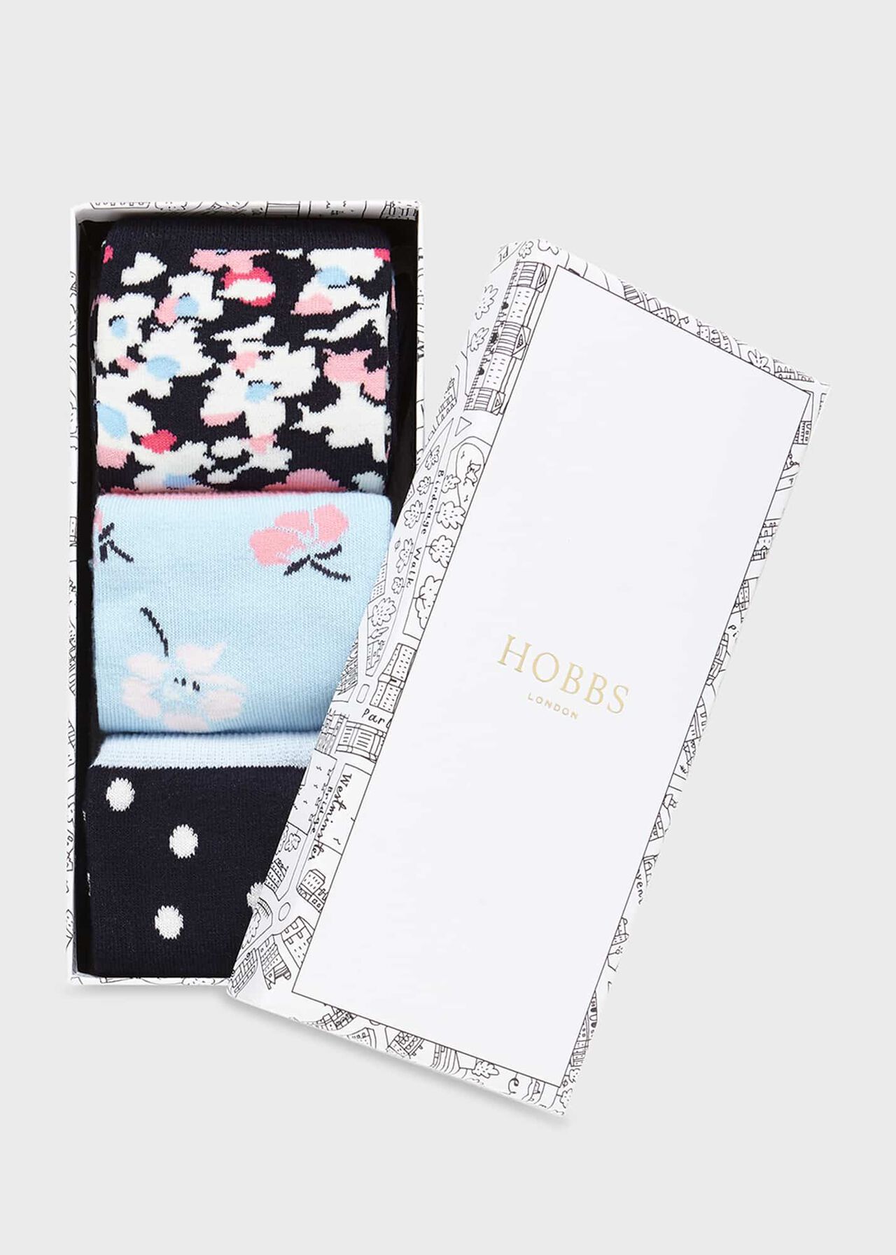 Floral Sock Set, Blue Multi, hi-res