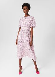 Lisette Silk Fit And Flare Dress, Pale Pink Multi, hi-res