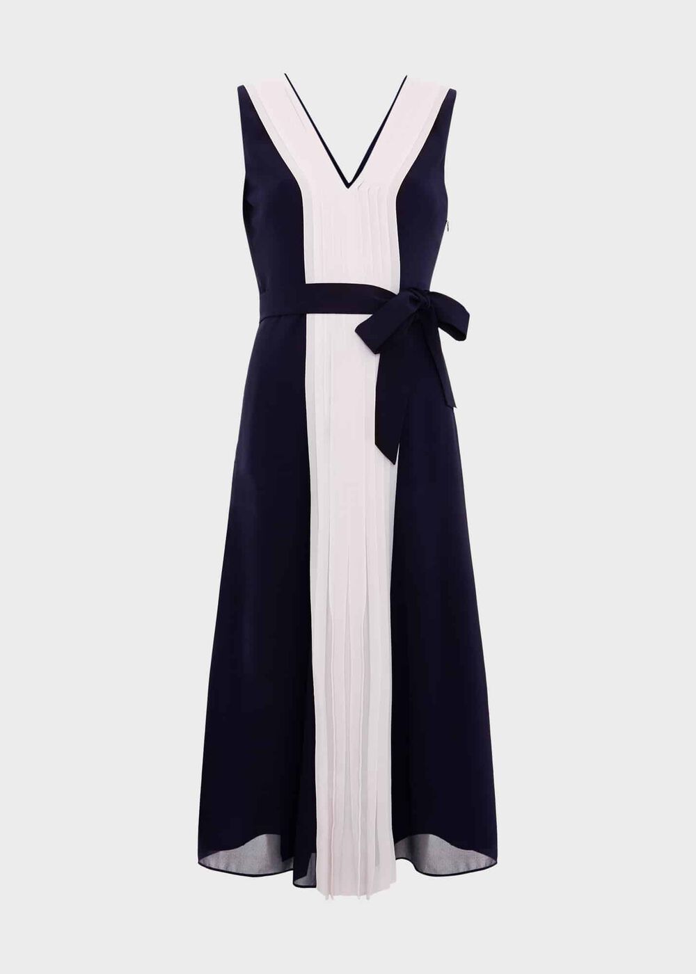 Lila Pleated Midi Dress, Navy Pale Pink, hi-res