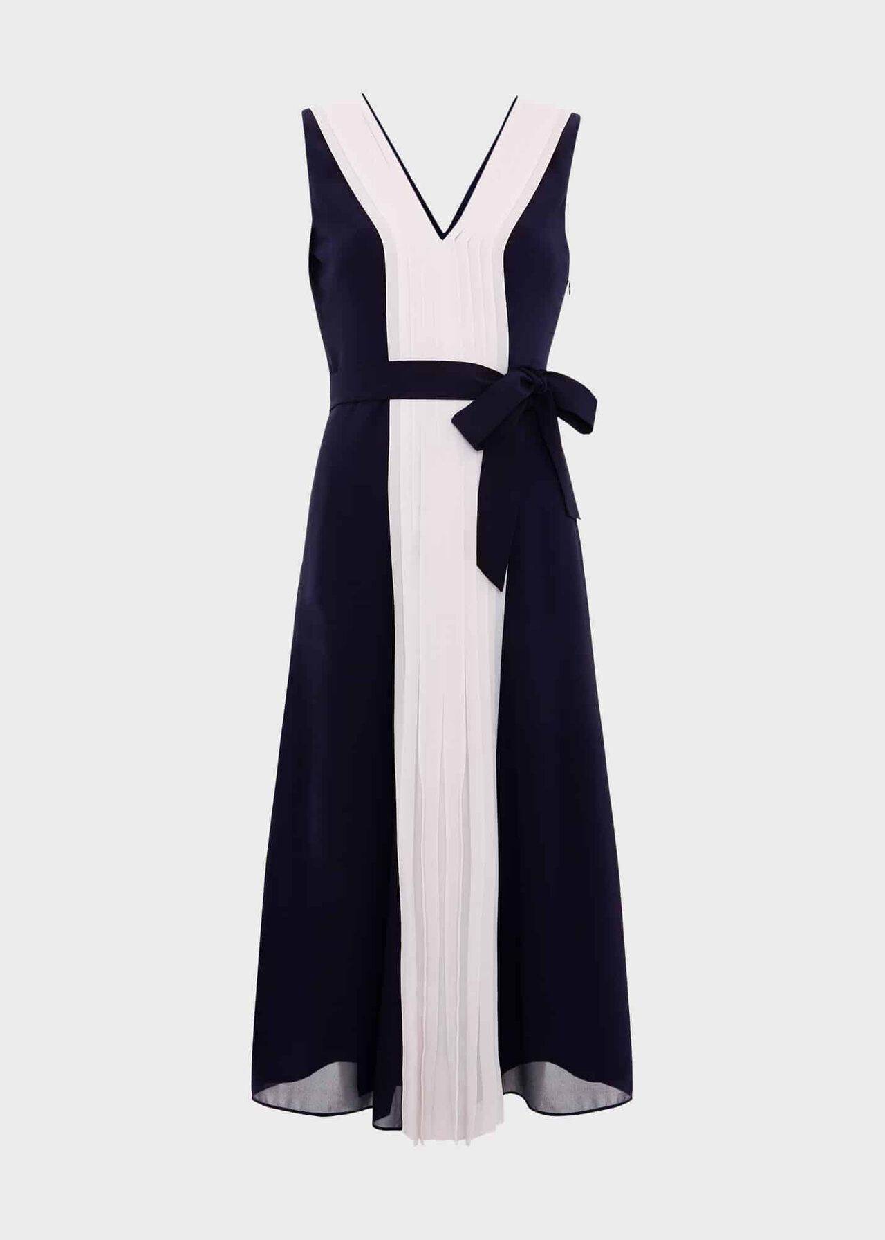 Lila Pleated Midi Dress, Navy Pale Pink, hi-res