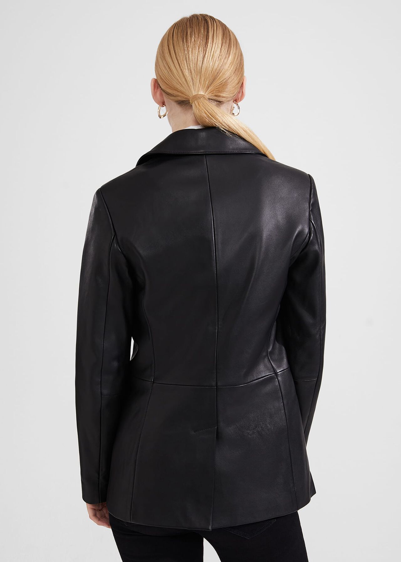 Merissa Leather Blazer, Black, hi-res