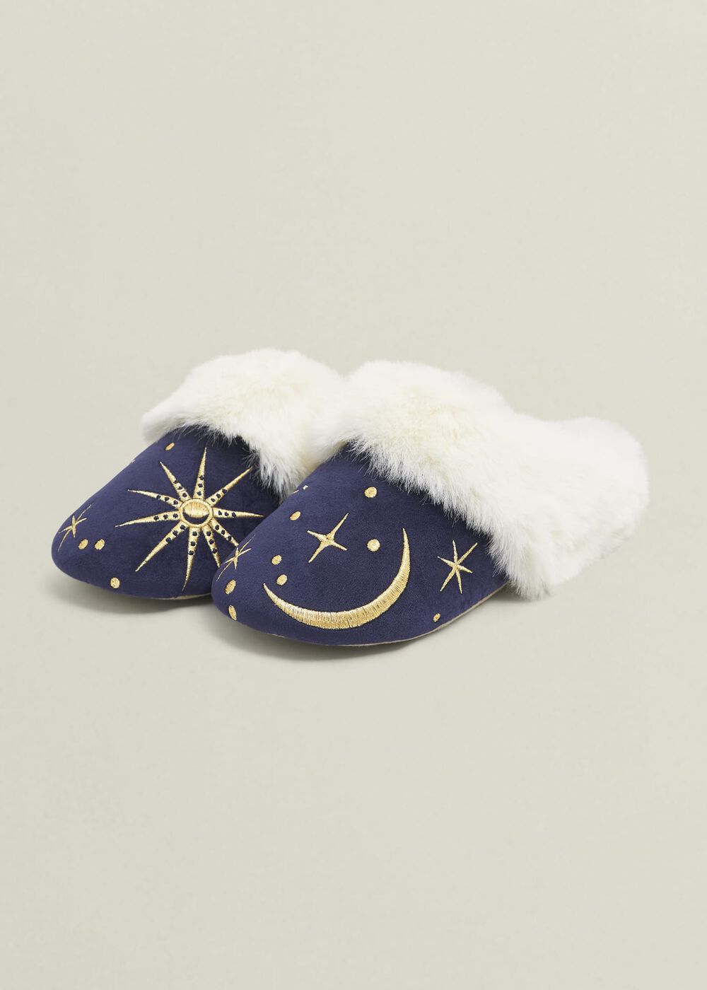 Dominica Embroiderd Slippers, Navy Multi, hi-res