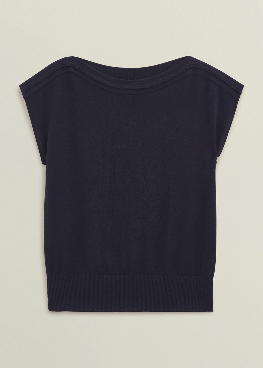 Addison Knitted Top with Wool, Hobbs Navy, hi-res