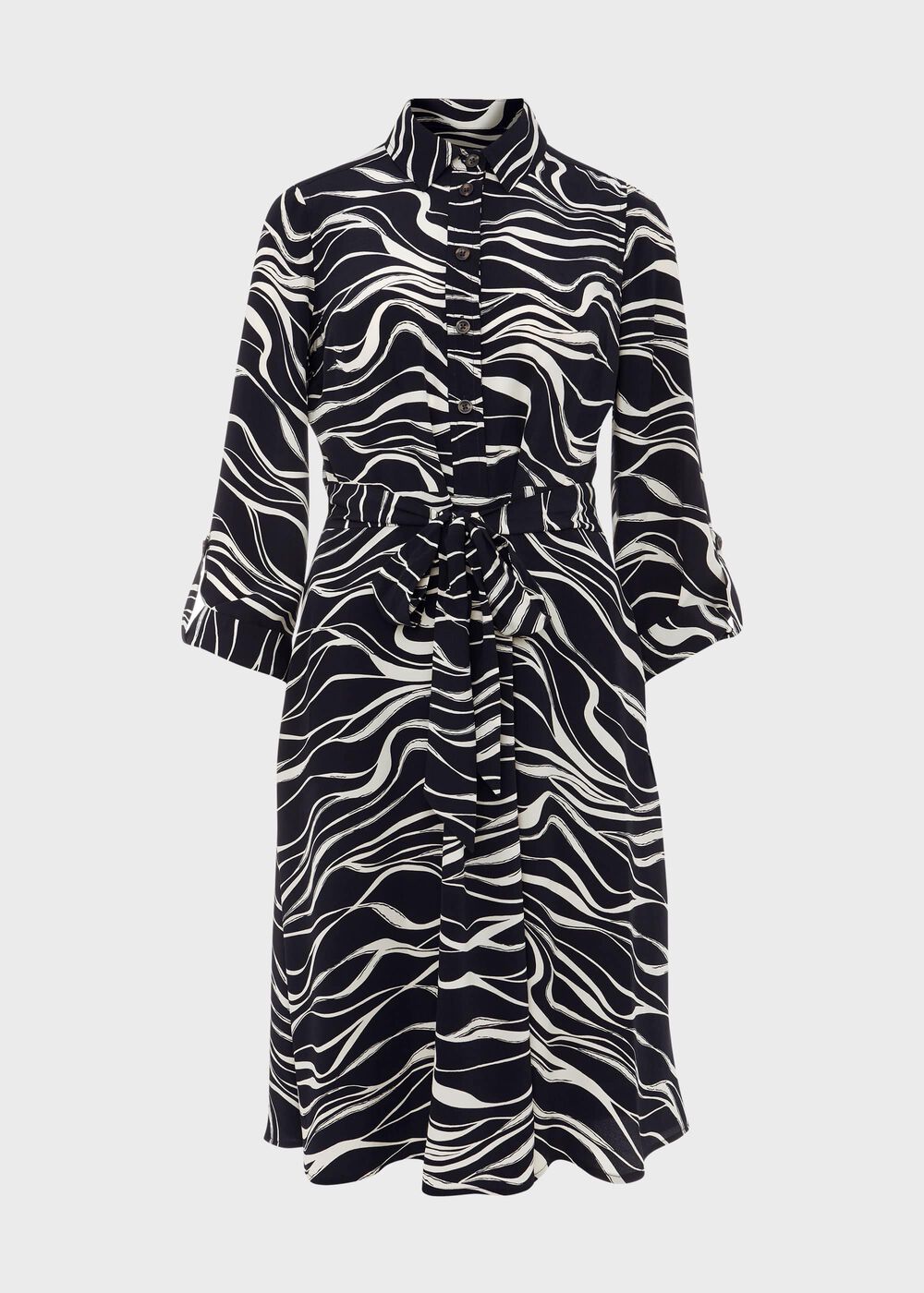 Clarice Printed Shirt Dress, Navy Buttrcream, hi-res