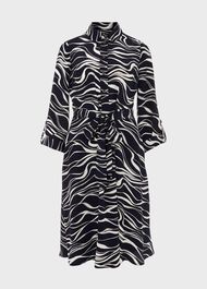 Clarice Printed Shirt Dress, Navy Buttrcream, hi-res