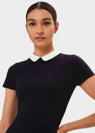 Adele Jersey Dress, Navy Ivory, hi-res