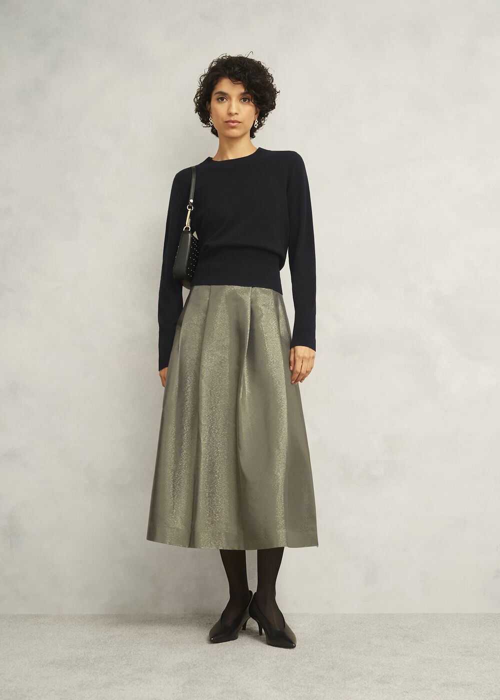 Black Tresco Wool Cashmere Crew Neck Knitted Sweater, Black, hi-res