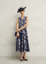Petite Quin Embroidered Dress, Midnight Ivory, hi-res