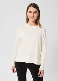 Lydia Button Sweater With Cashmere, Ivory, hi-res