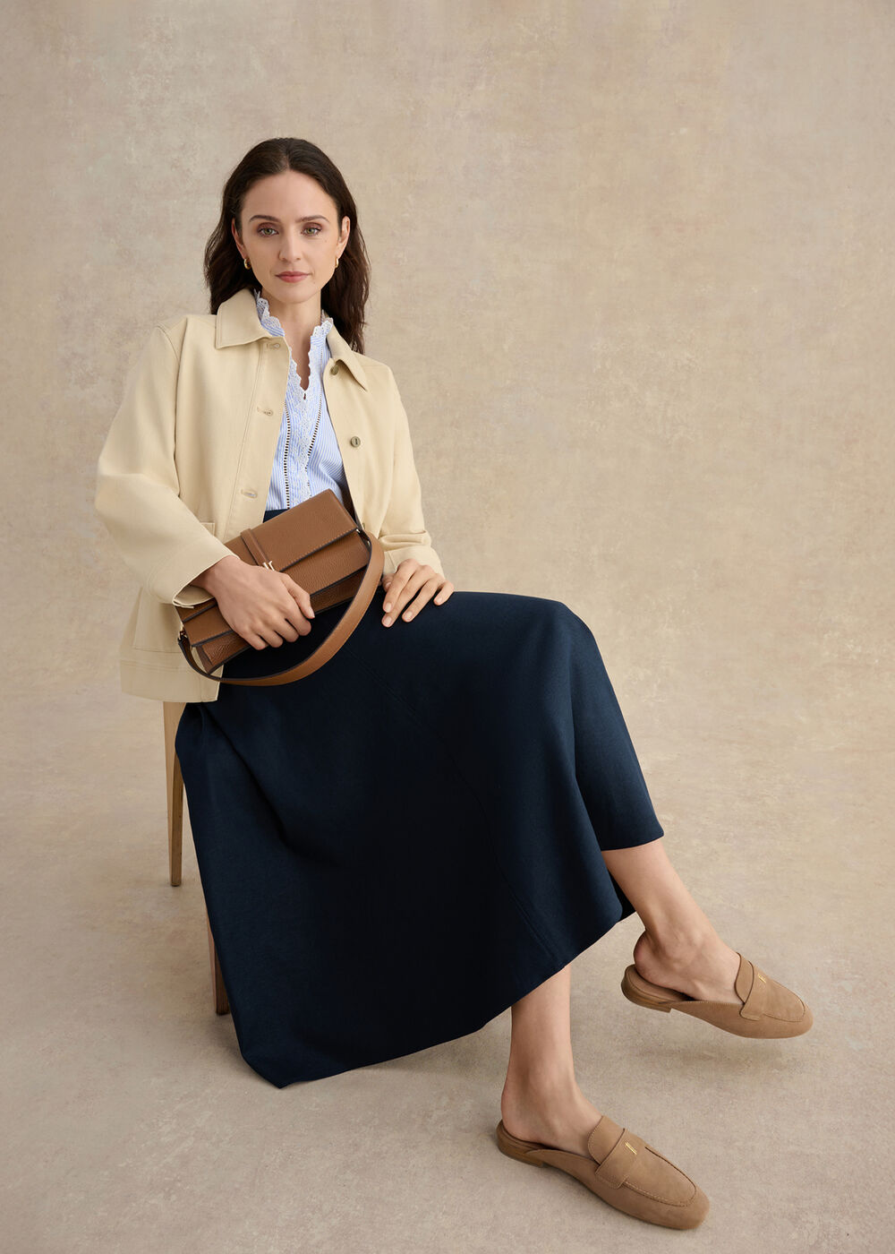 Lilliana Midi Skirt, Navy, hi-res