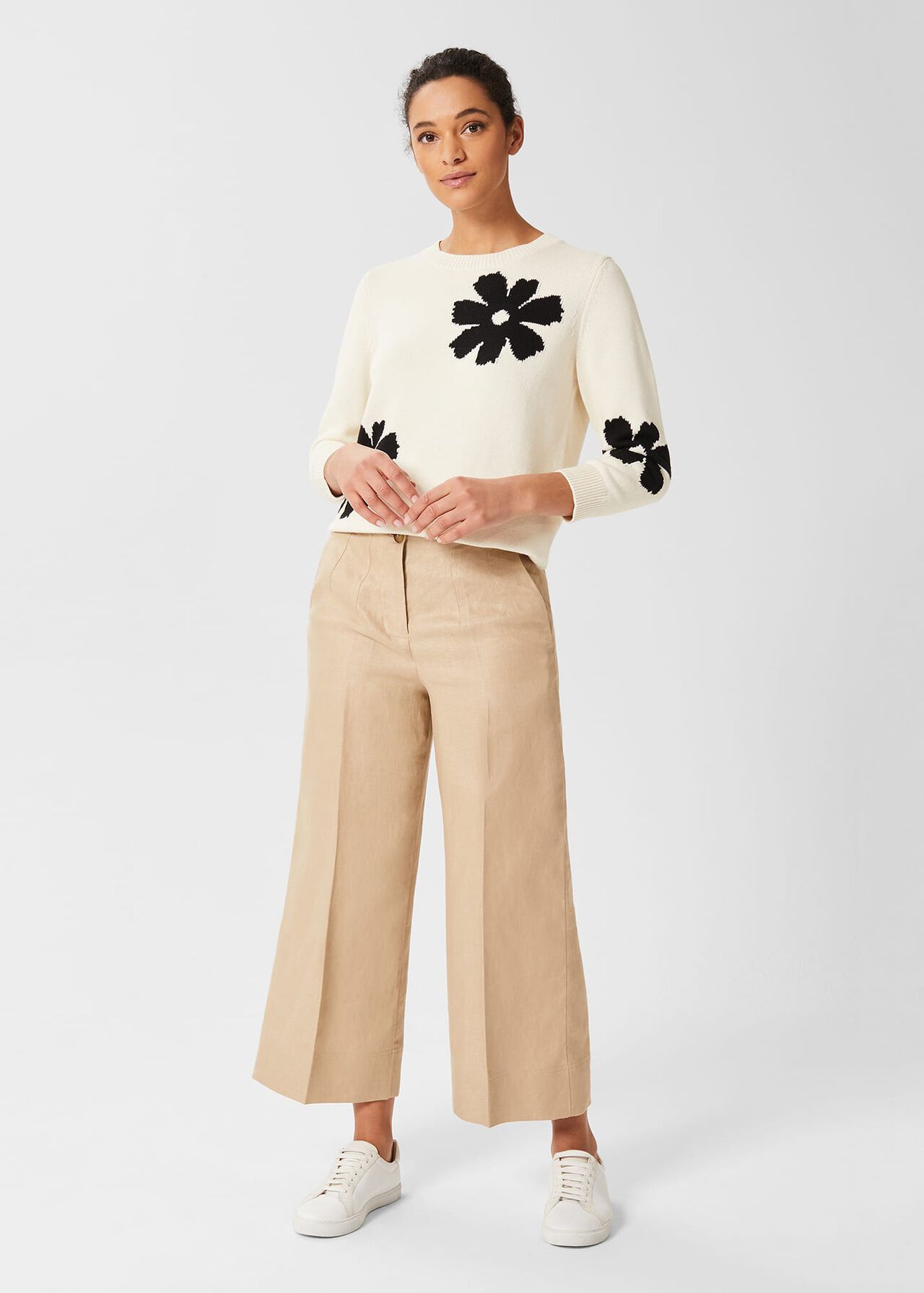 Ira Flower Jumper, Ivory Black, hi-res