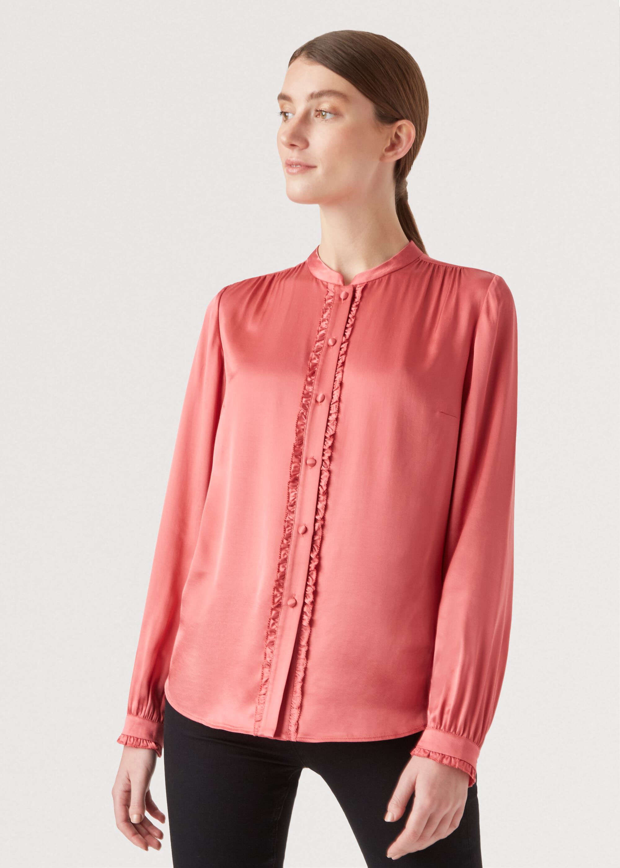 satin blouse pink