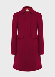 Anita Wool Blend A Line Coat, Dark Raspberry, hi-res