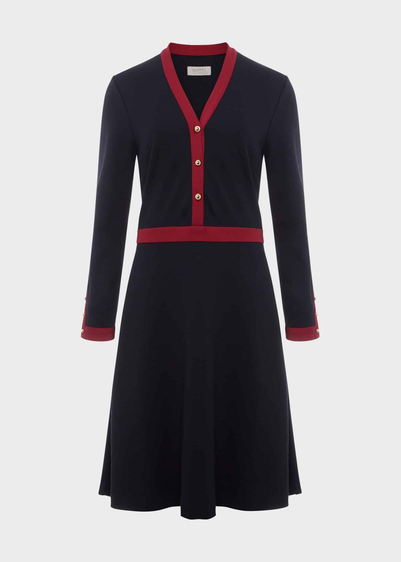 Ada Ponte Dress, Navy Berry Red, hi-res