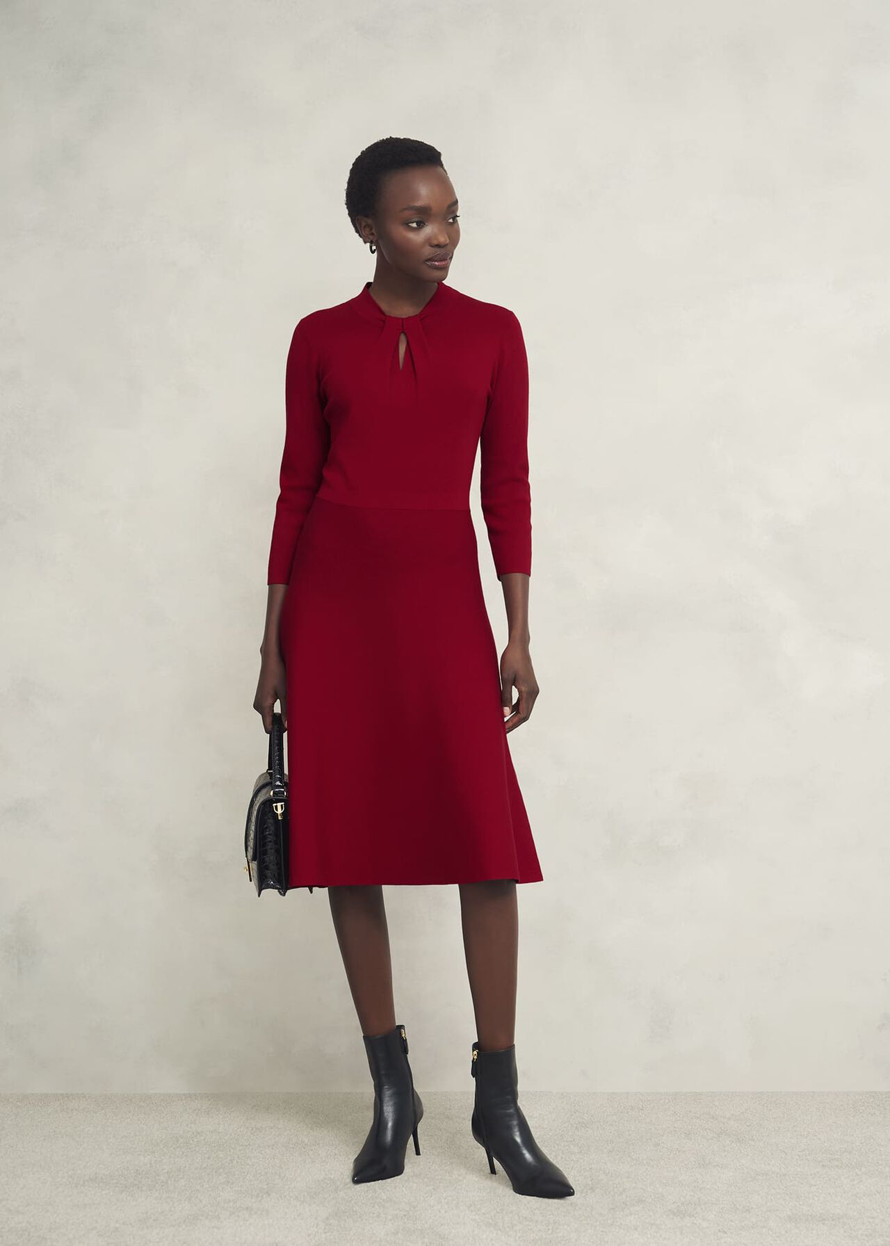 Petite Effie Knitted Dress, True Red, hi-res