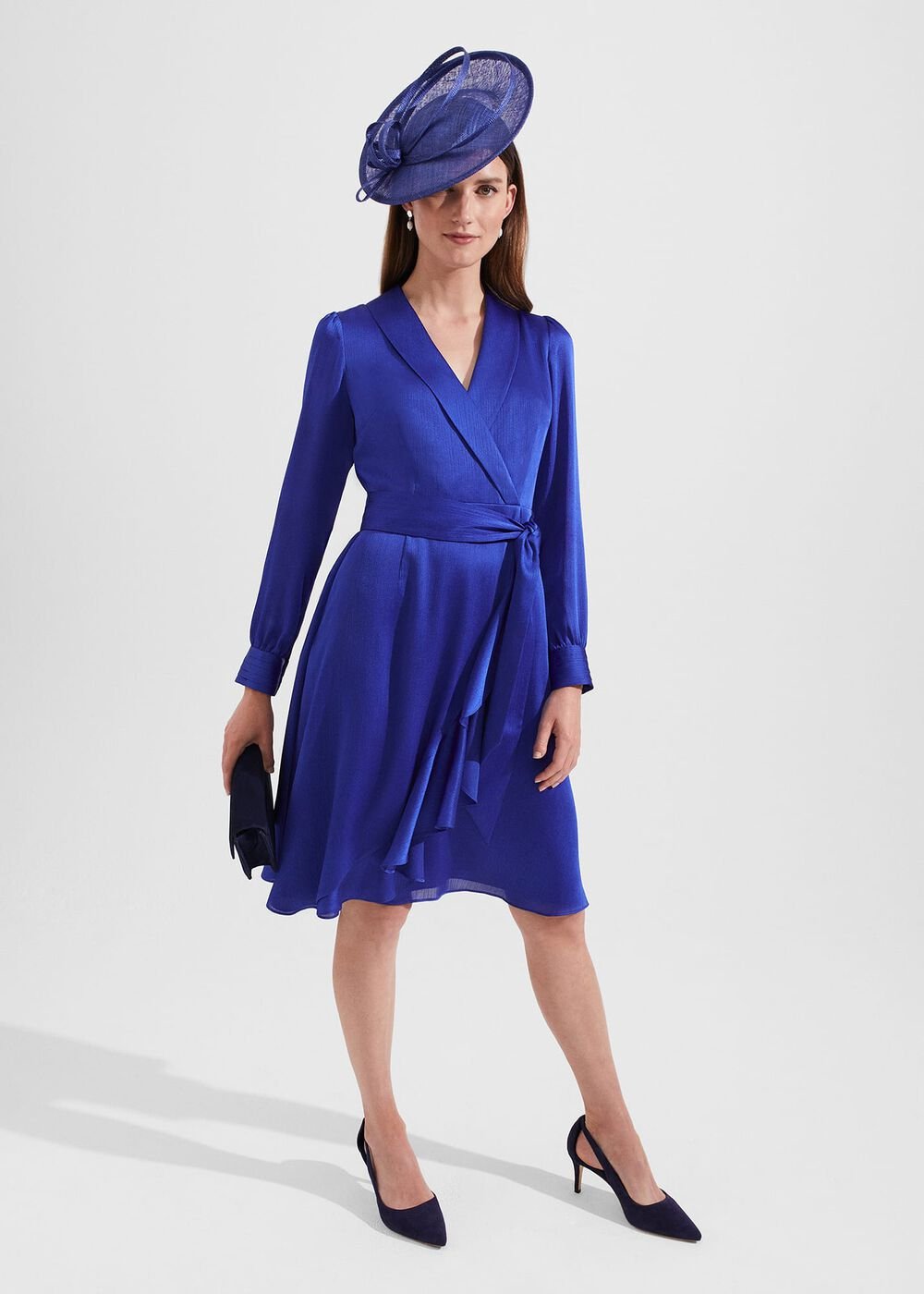 Sally Satin Fit And Flare Dress, Egyptian Blue, hi-res