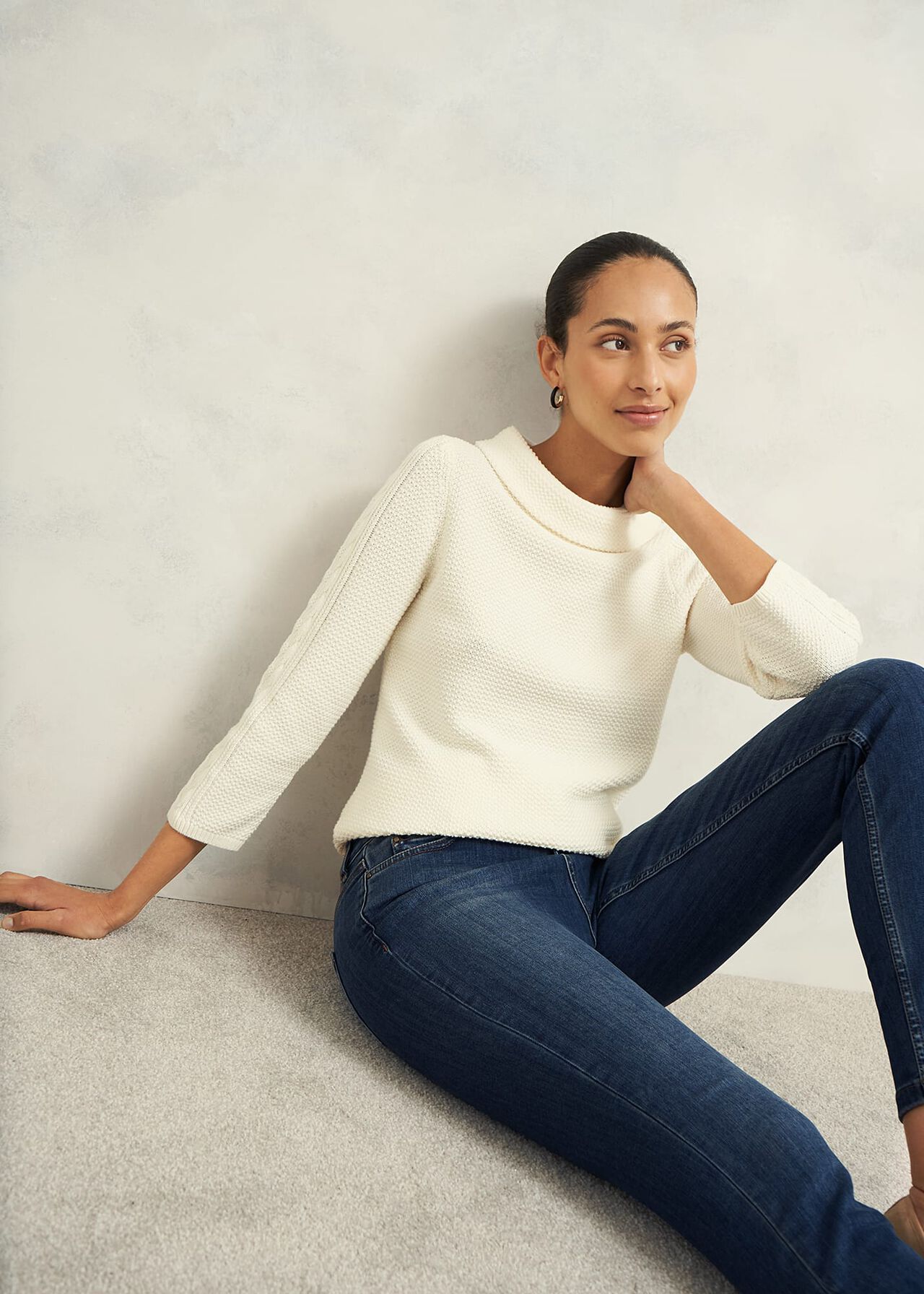 Camilla Cotton Sweater, Warm Ivory, hi-res