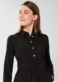 Karina Belted Jersey Dress , Black, hi-res