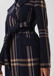 Peggy Belted Coat, Navy Multi, hi-res