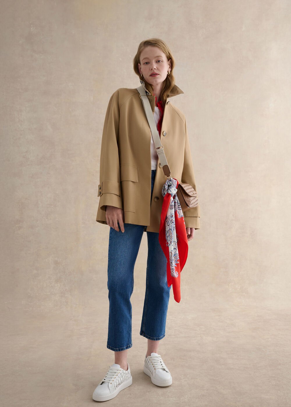 Bria Silk Scarf, Red Multi, hi-res