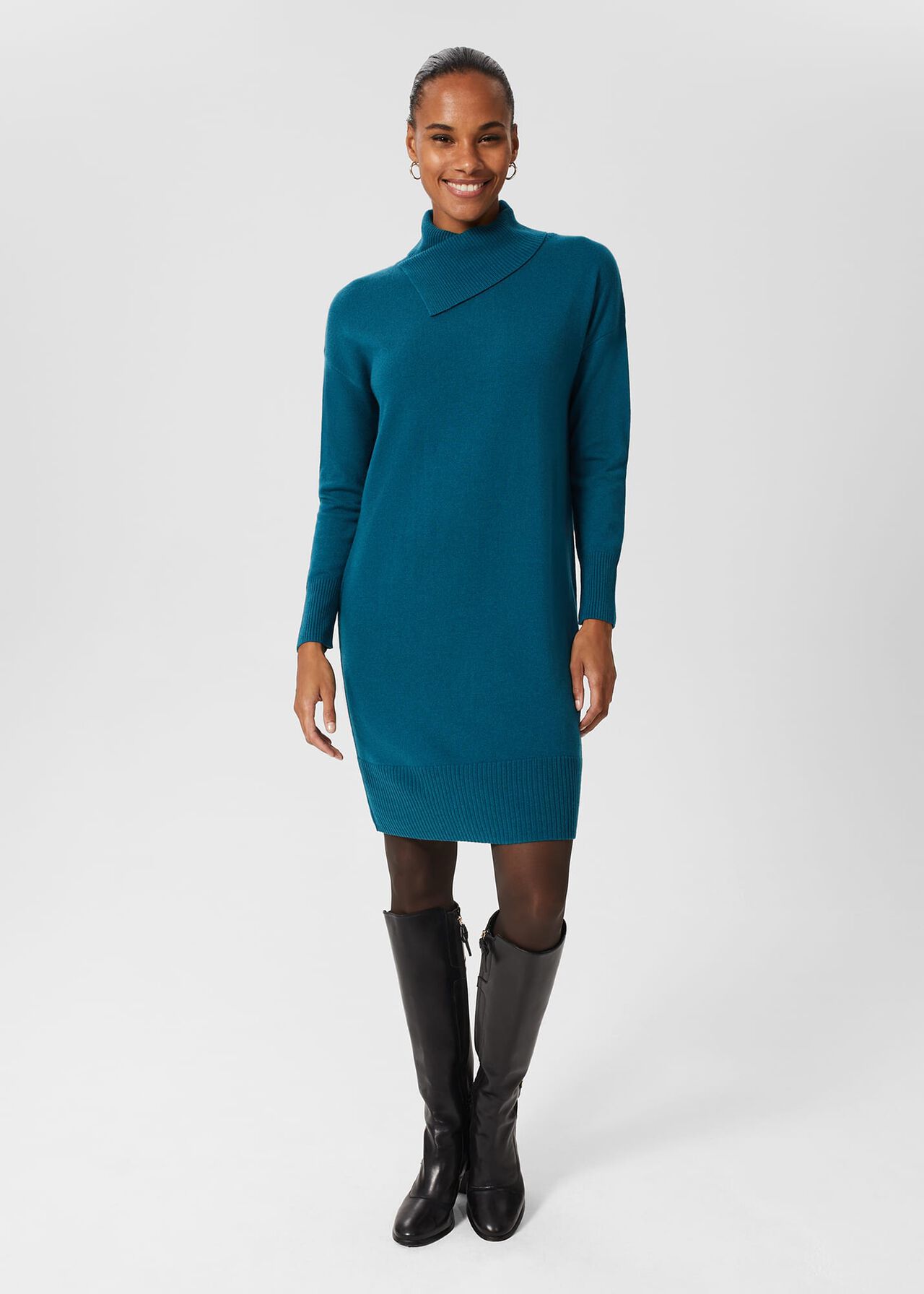 Courtney Knit Dress, Aegean Blue, hi-res