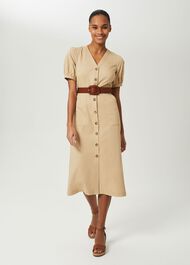 Adaline V Neck Midi Dress, Sand, hi-res