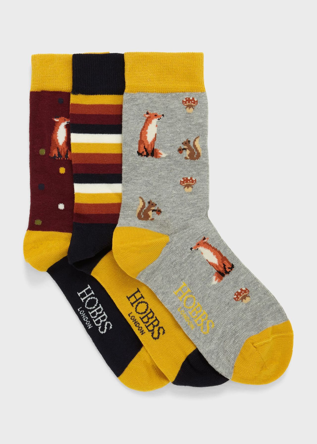 Fall Fox Sock Set, Ochre Multi, hi-res