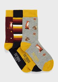 Autumn Fox Sock Set, Ochre Multi, hi-res