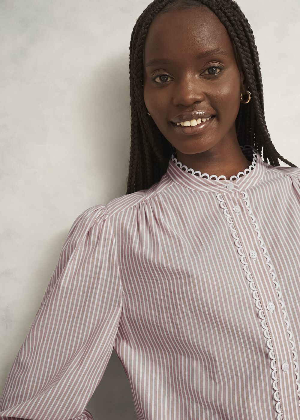 Becca Cotton Stripe Blouse, Neutral Stripe, hi-res