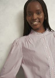 Becca Cotton Stripe Blouse, Neutral Stripe, hi-res