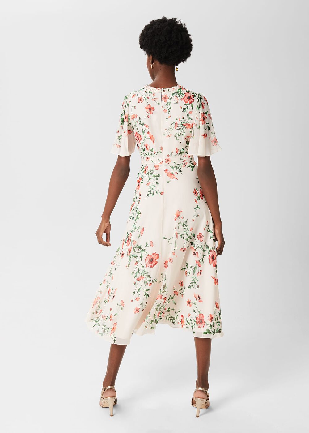 Gianna Silk Floral Dress, Cream Red Multi, hi-res