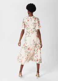 Gianna Silk Floral Dress, Cream Red Multi, hi-res